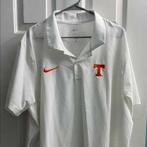 Nike White Polo Shirt with Orange Logo